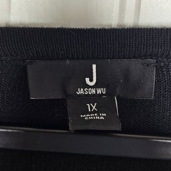 J Jason Wu Black Jacquard Cropped Cardigan Women's 1X Classic Casual Timeless - Picture 8 of 11